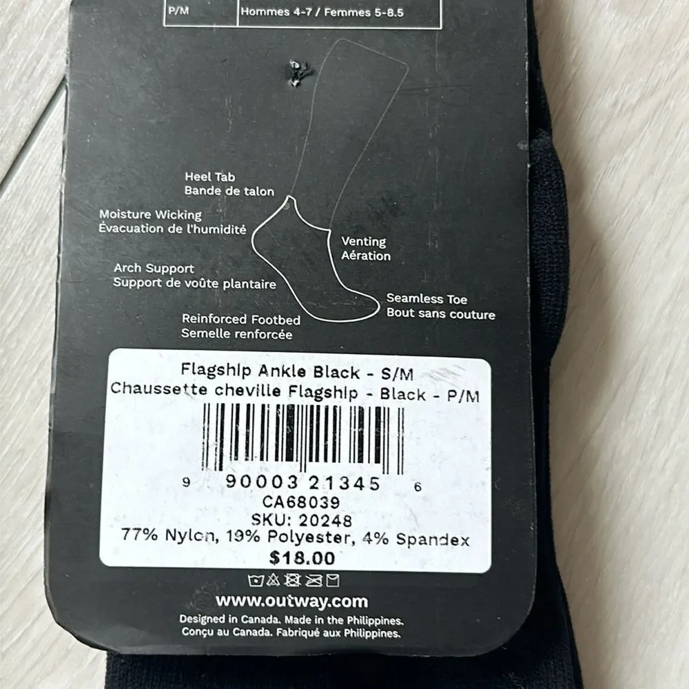 Flagship Ankle Socks Black‎ size S/M nwt